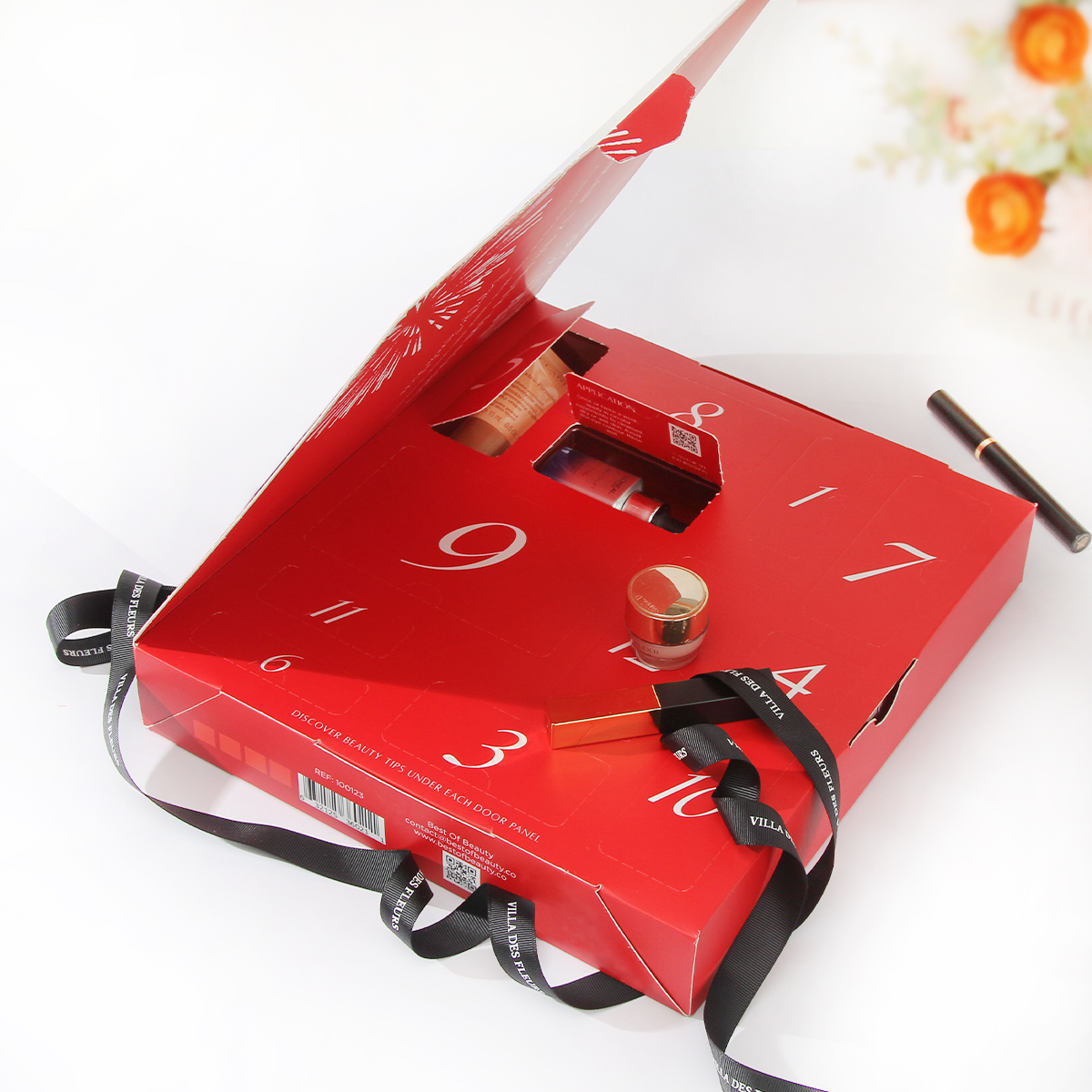 Red Christmas Advent Calendar Card Box
