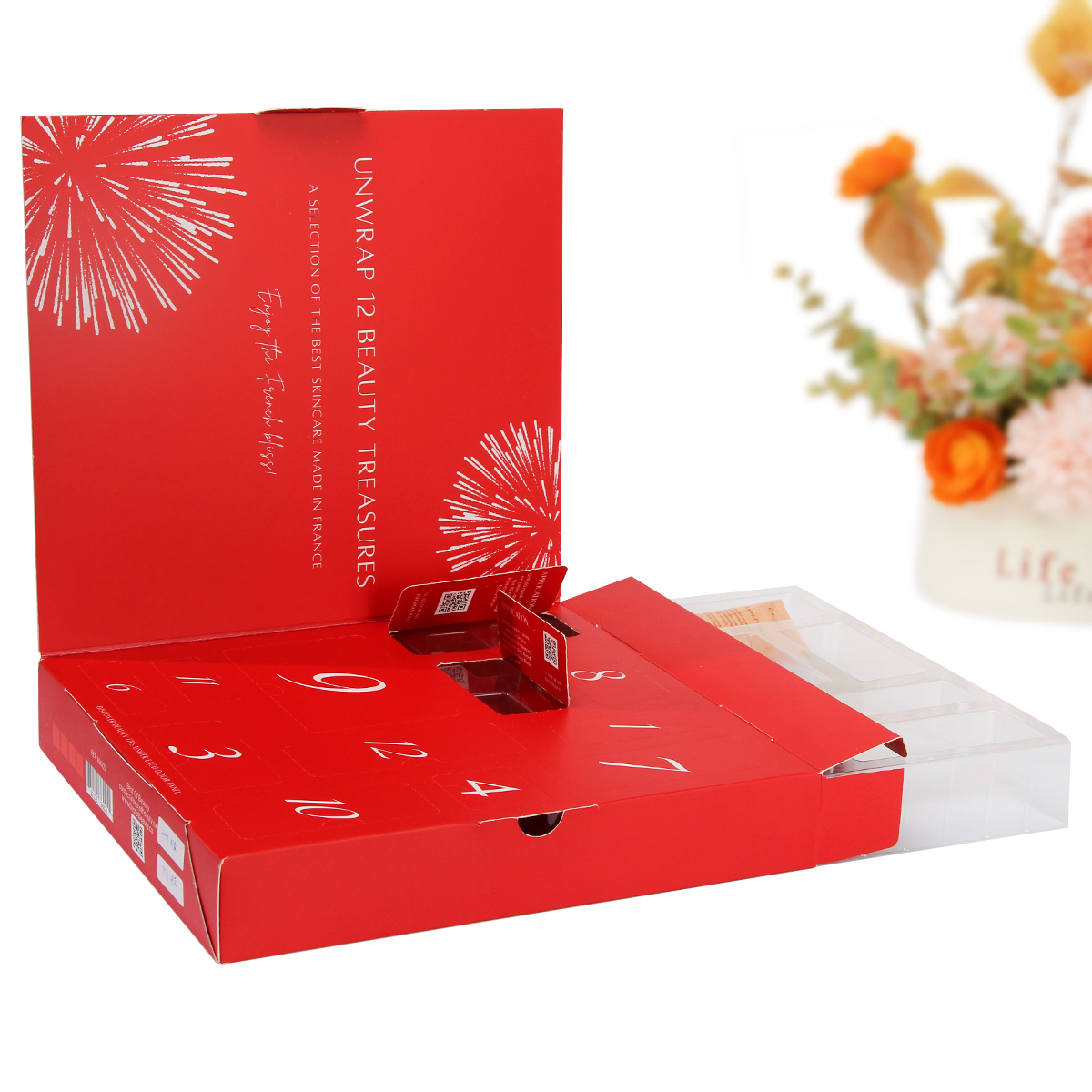 Red Christmas Advent Calendar Card Box
