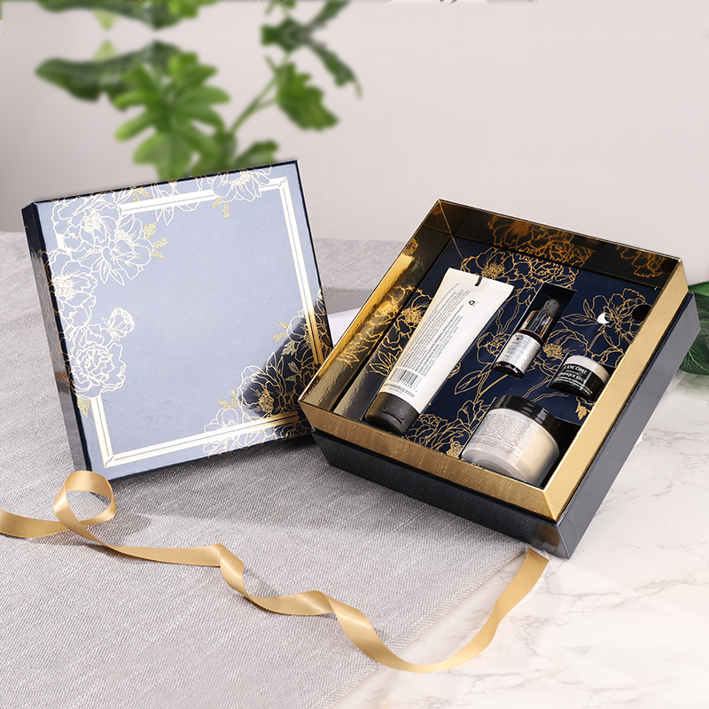 Black Top & Base skincare box set with ribbion