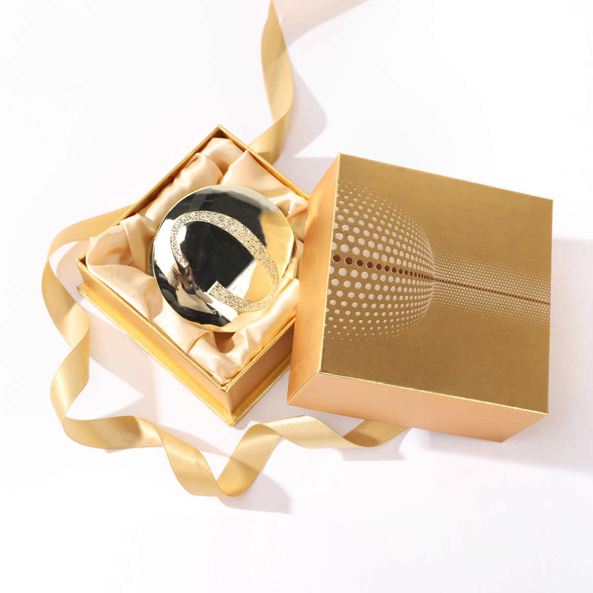 Compact Powder With Gold card Box Mockup