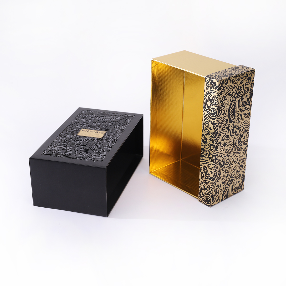 Paper Perfume Gift Box Black hollow Gift Box