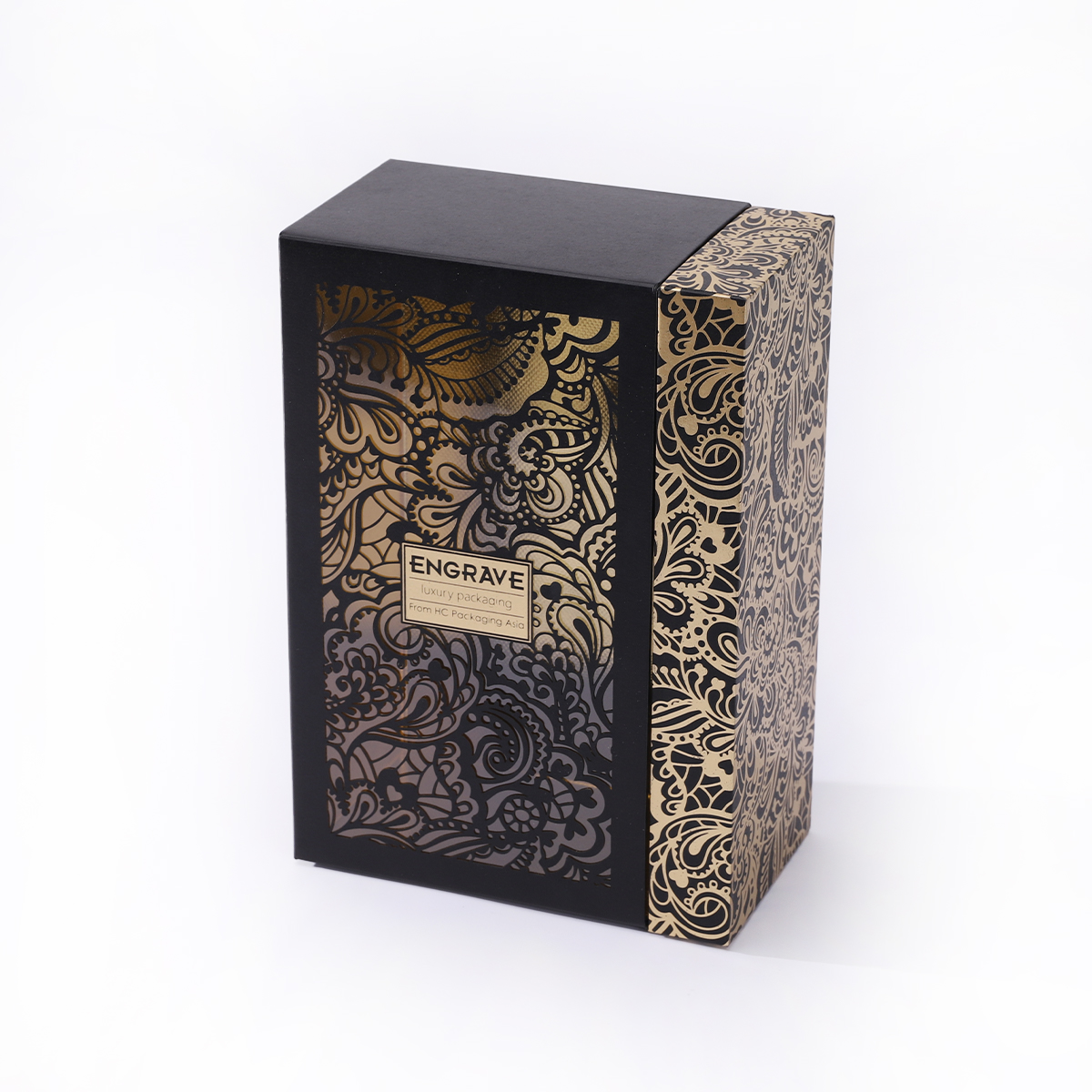 Paper Perfume Gift Box Black hollow Gift Box