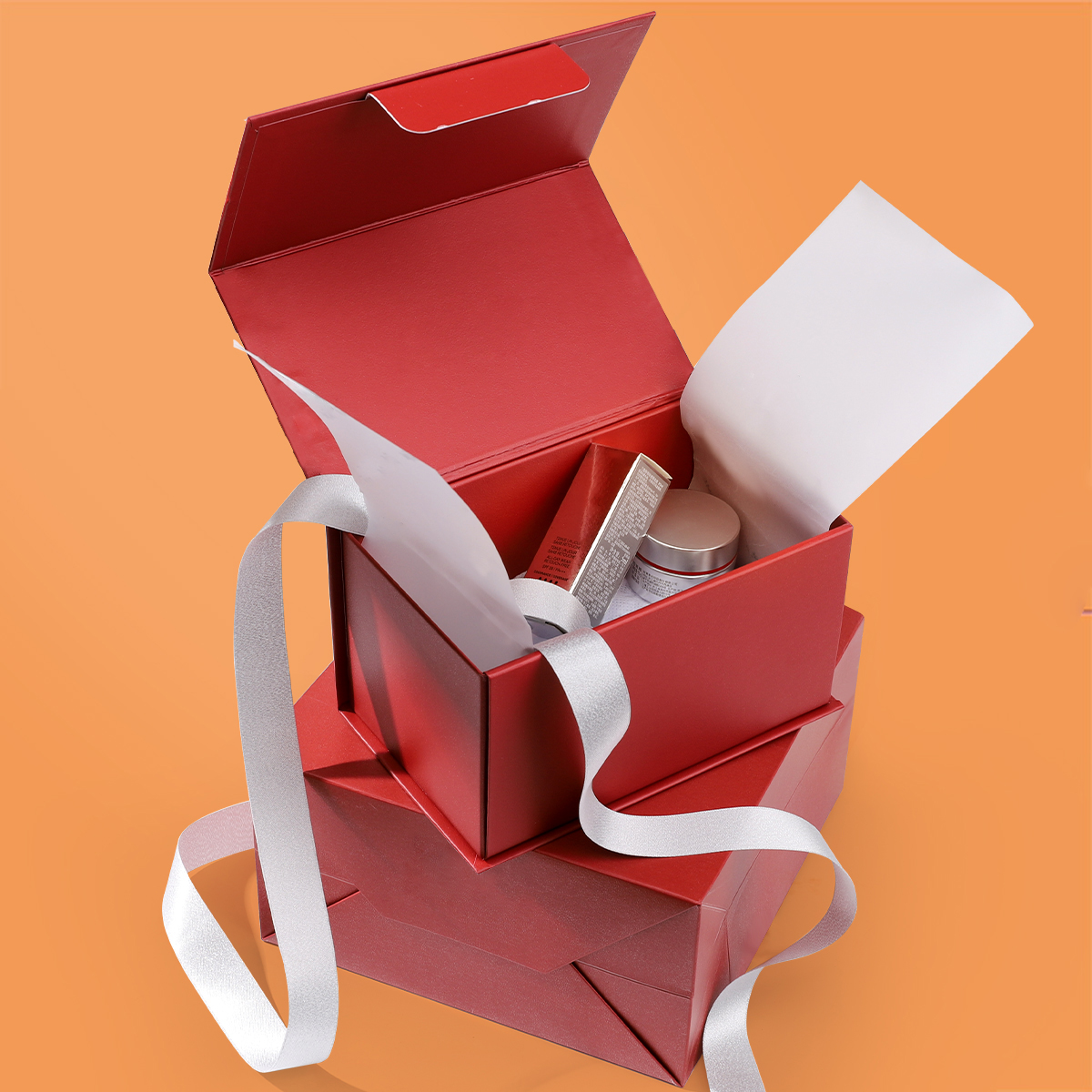 Foldable Red Custom Make up Packaging Box