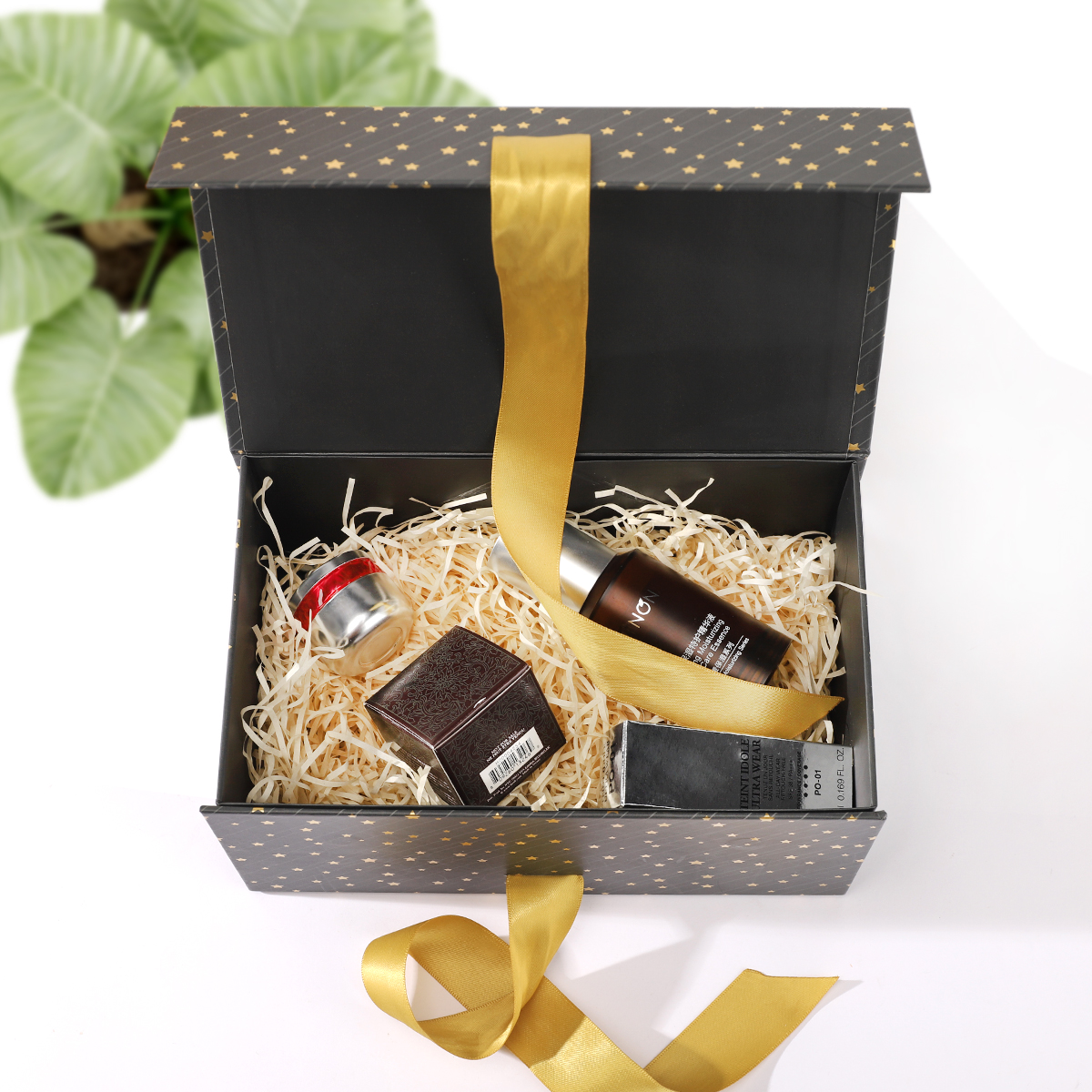 Black magnetic foldable skin care packaging box