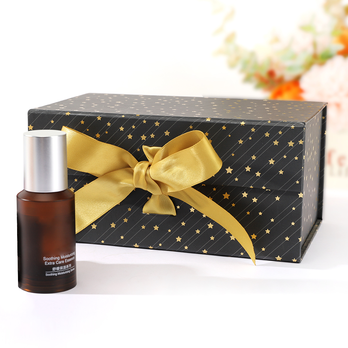 Black magnetic foldable skin care packaging box