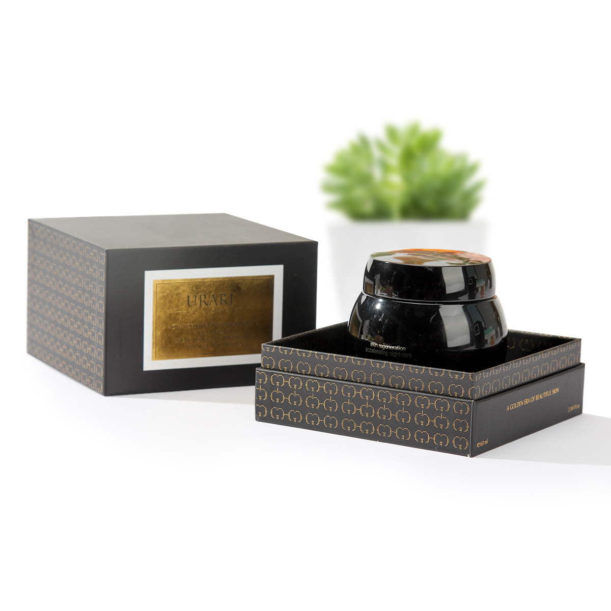 Black cream product packaging print